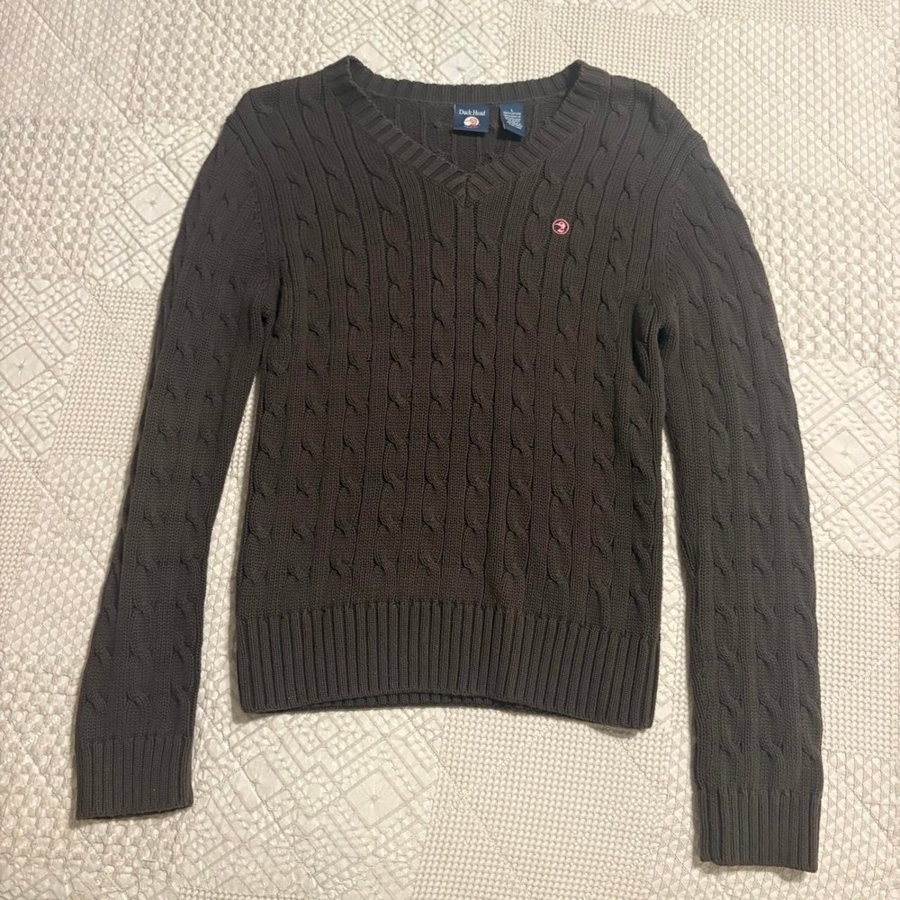Vintage 2000s Duck Head brown cable knit sweater